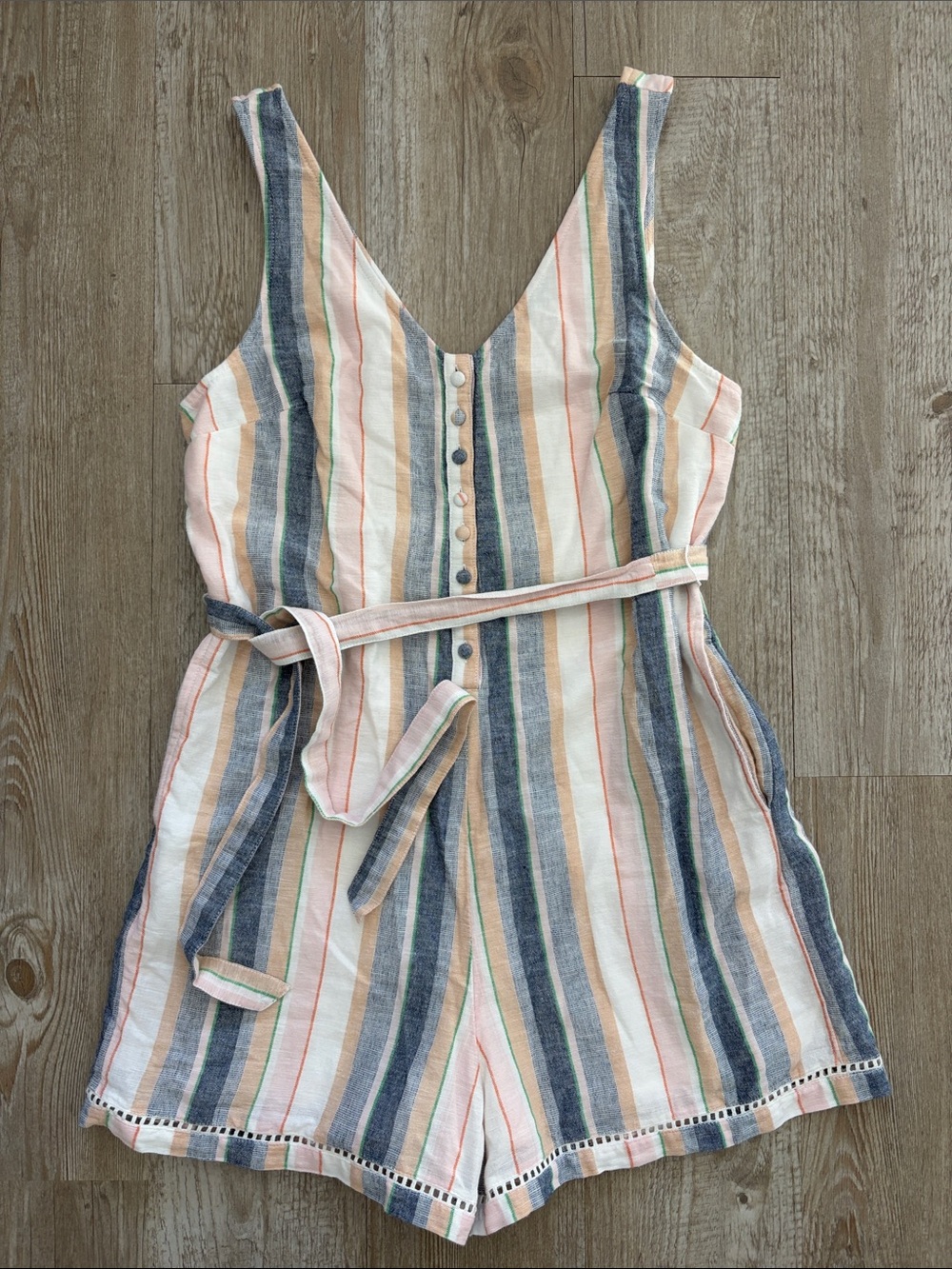American Eagle Striped Romper Cotton/Linen